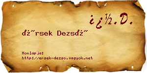 Érsek Dezső névjegykártya